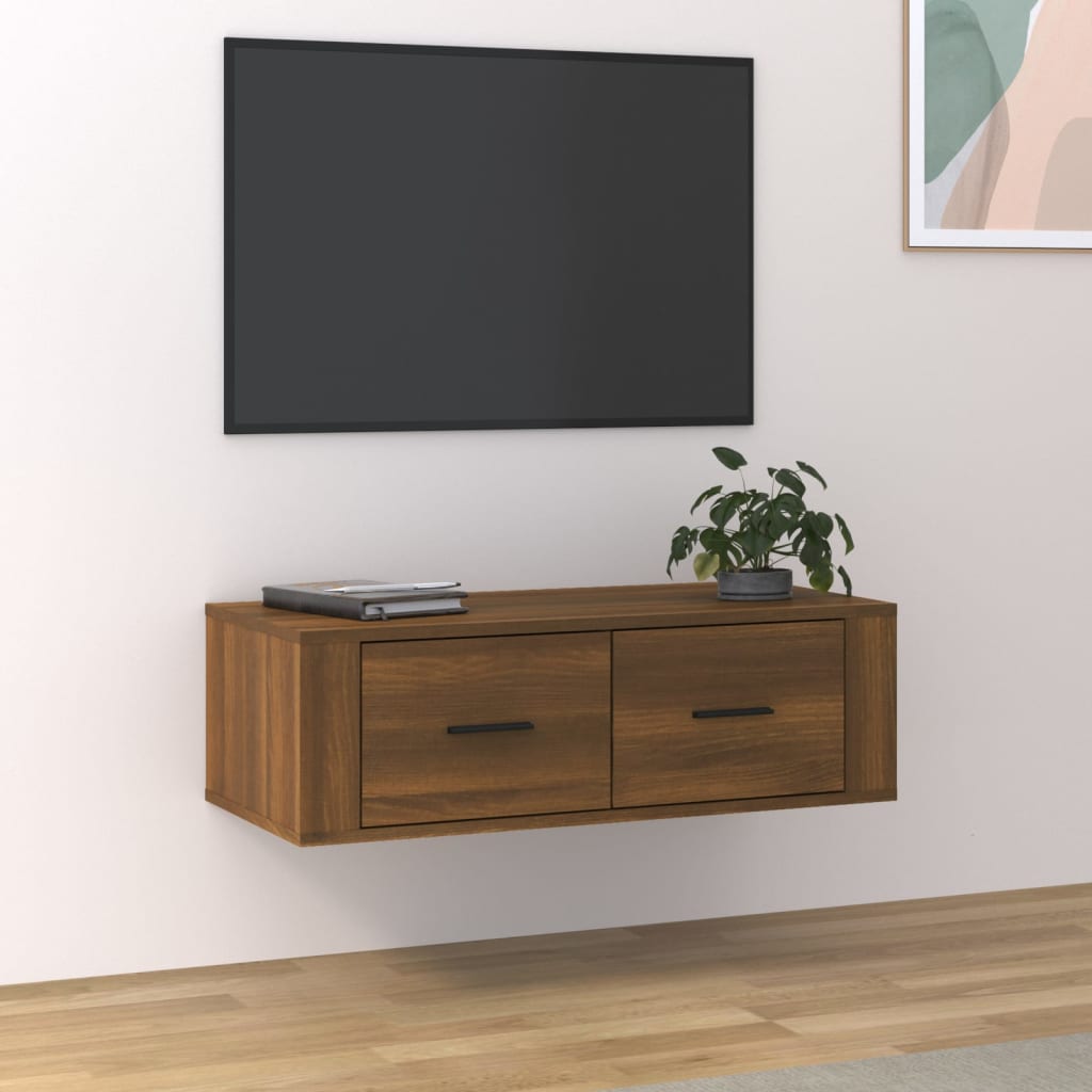 Vetonek Mueble TV colgante madera contrachapada roble marrón 80x36x25cm