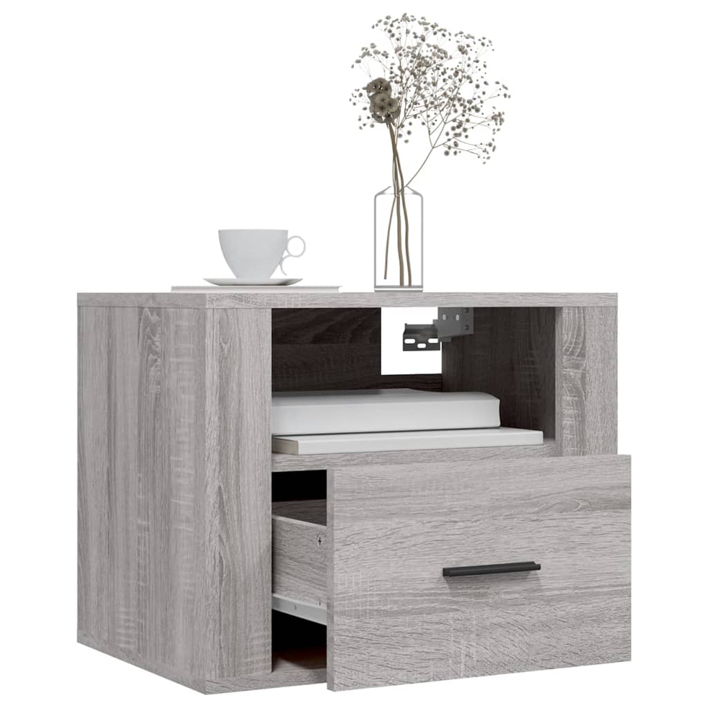 Mesitas de noche de pared 2 uds gris Sonoma 50x36x40 cm - Vetonek