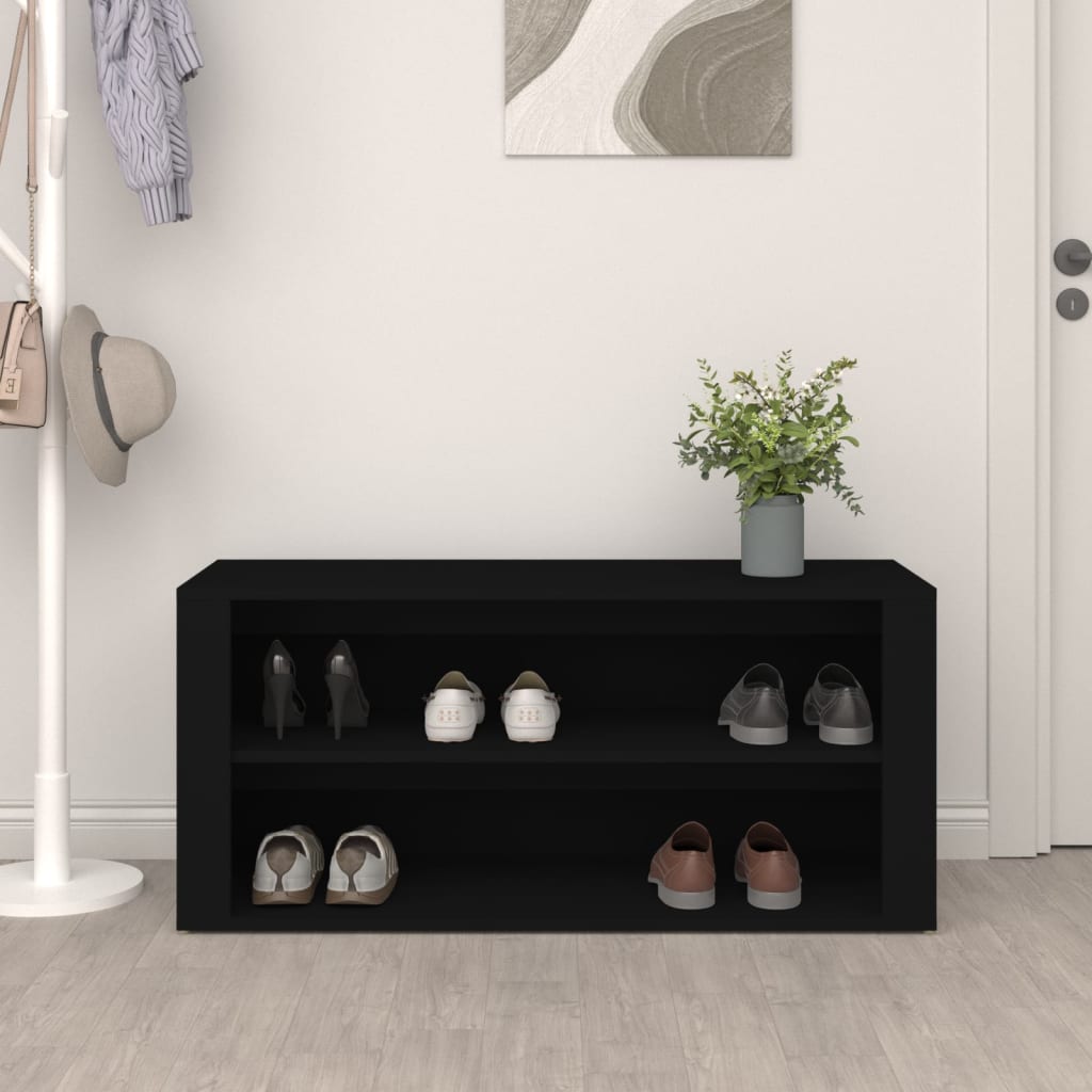 Mobili zapatero in legno nero 100x35x45 cm