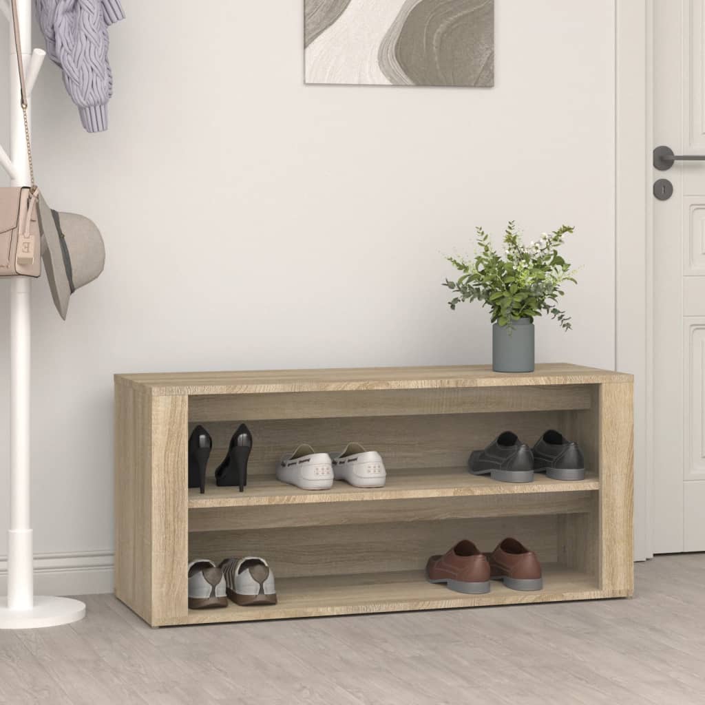 Vetonek Mueble zapatero madera contrachapada roble Sonoma 100x35x45 cm