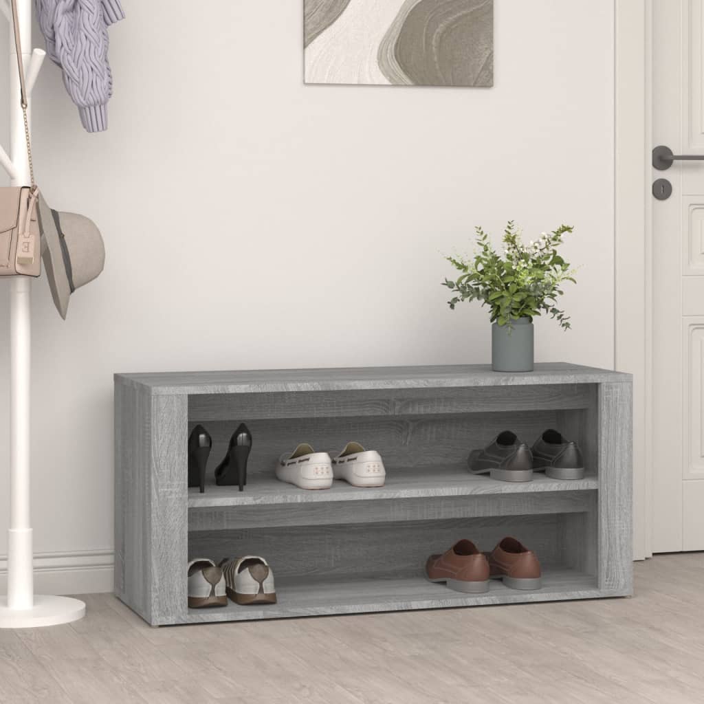 Vetonek Mueble zapatero madera contrachapada gris hormigón 100x35x45 cm