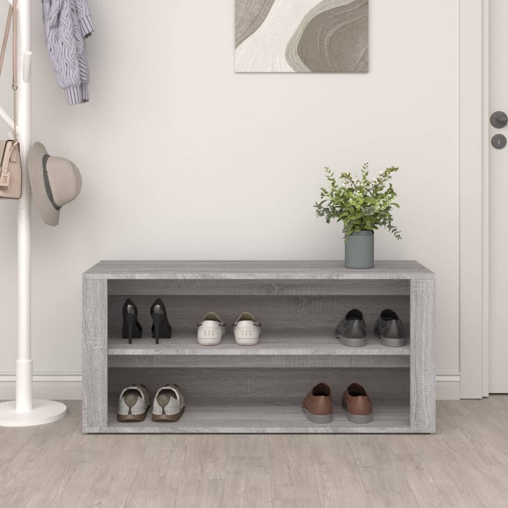 Mueble zapatero madera gris Sonoma 100x35x45 cm - Vetonek