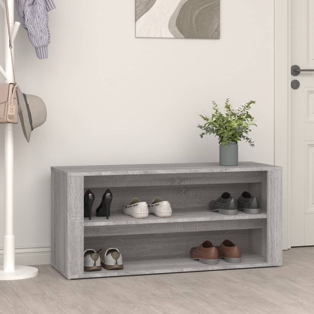 Vetonek Mueble zapatero madera contrachapada gris Sonoma 100x35x45 cm