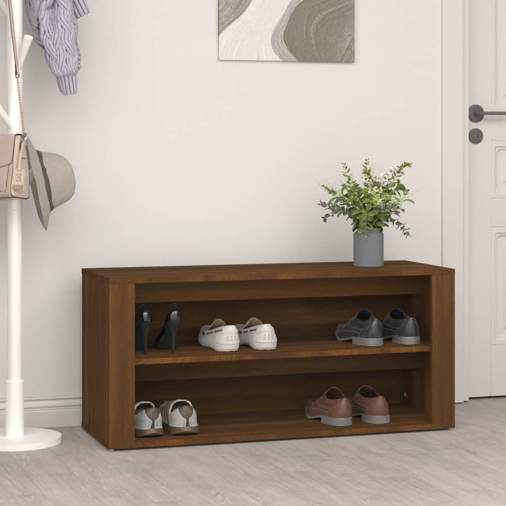 Vetonek Mueble zapatero madera contrachapada marrón roble 100x35x45 cm