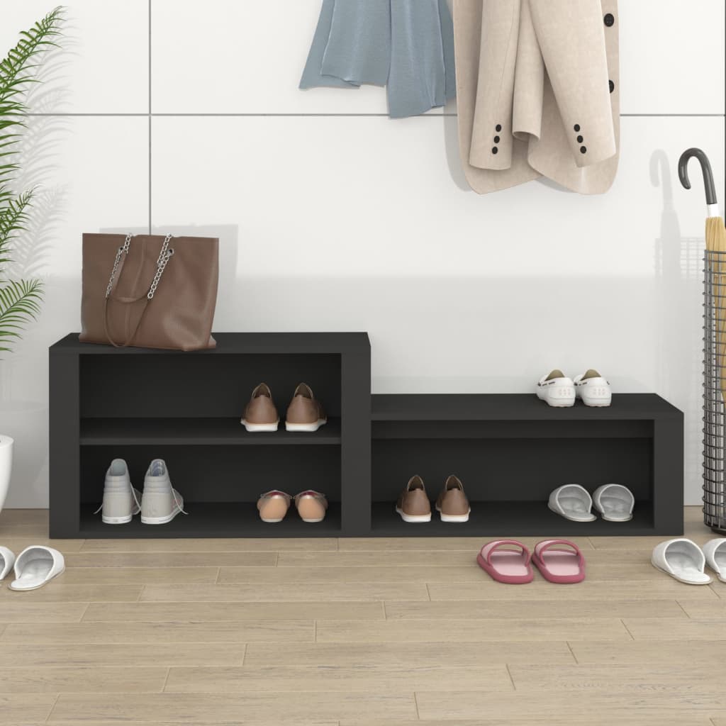 Mueble zapatero madera negro 150x35x45 cm