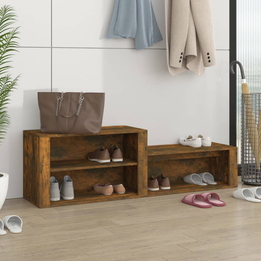 Vetonek Mueble zapatero madera contrachapada roble ahumado 150x35x45 cm