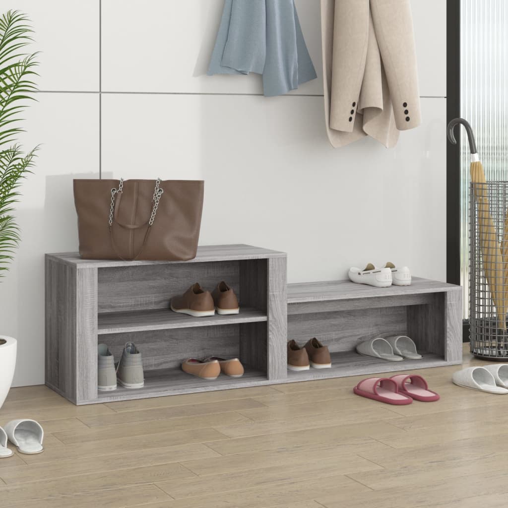 Vetonek Mueble zapatero madera contrachapada gris Sonoma 150x35x45 cm