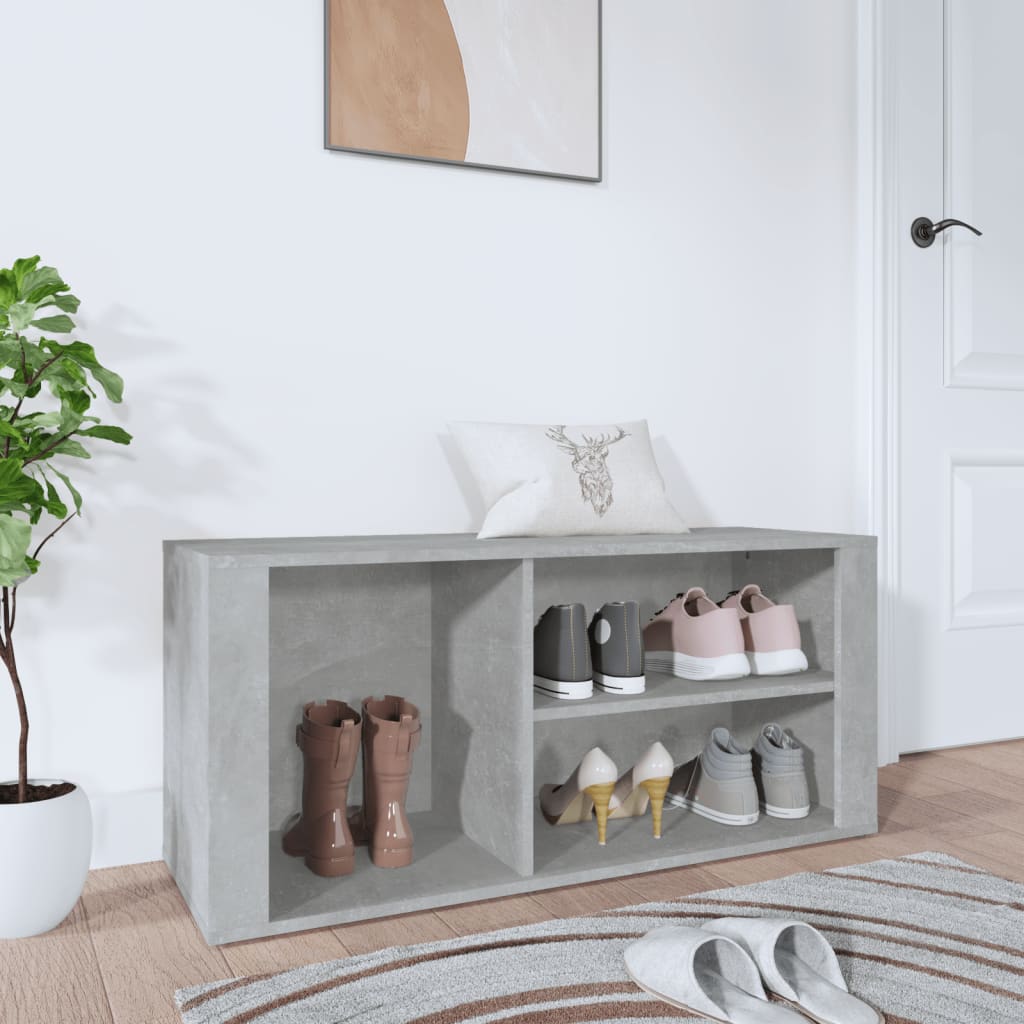 Vetonek Mueble zapatero madera contrachapada gris hormigón 100x35x45 cm