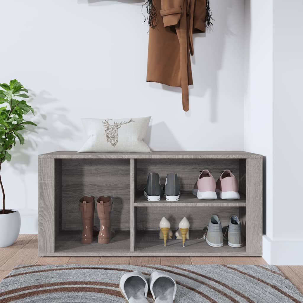 Mueble zapatero madera gris Sonoma 100x35x45 cm