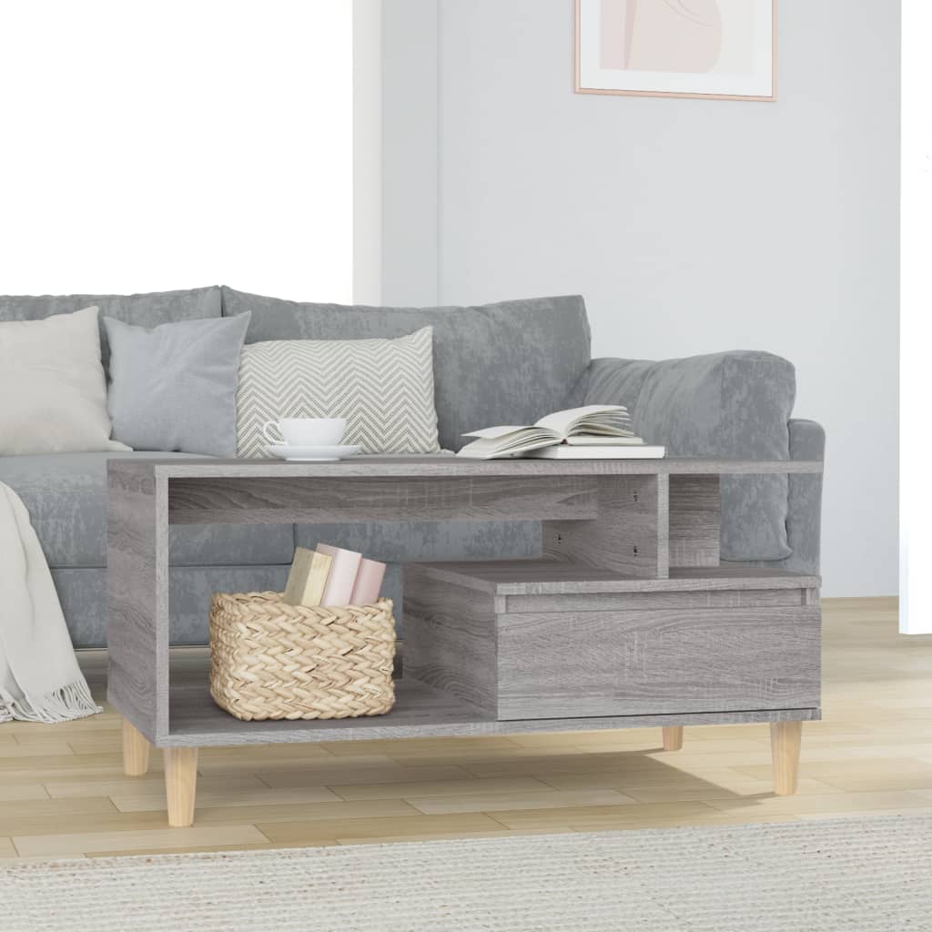 Vetonek Mesa de centro madera contrachapada gris Sonoma 90x49x45 cm