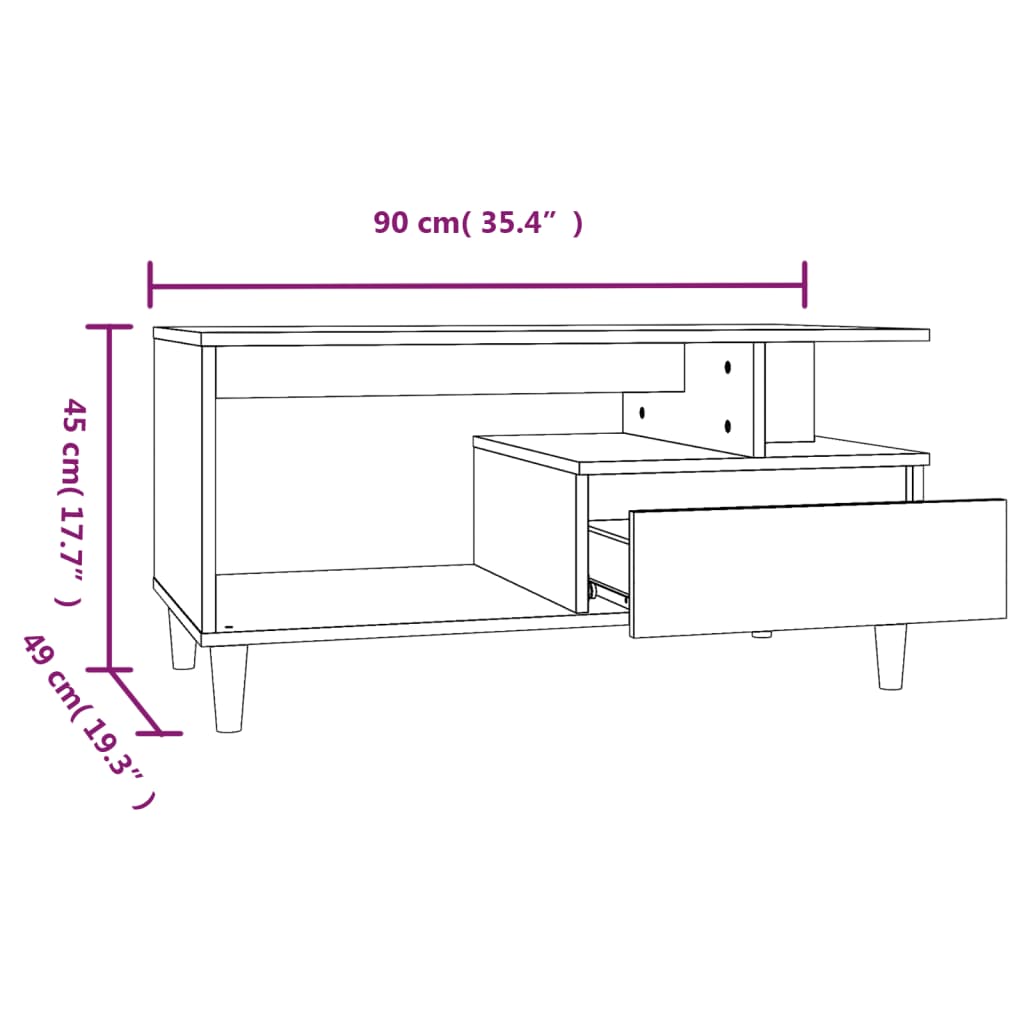 Tabella centrale grigio Sonoma 90x49x45 cm