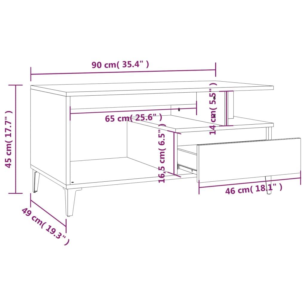 Sonoma Gray Center Table 90x49x45 cm