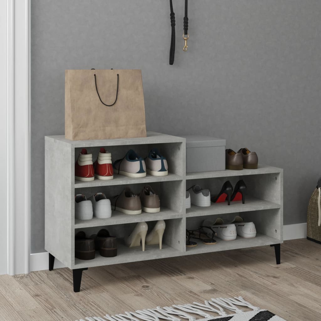 Vetonek Mueble zapatero madera contrachapada gris hormigón 102x36x60 cm