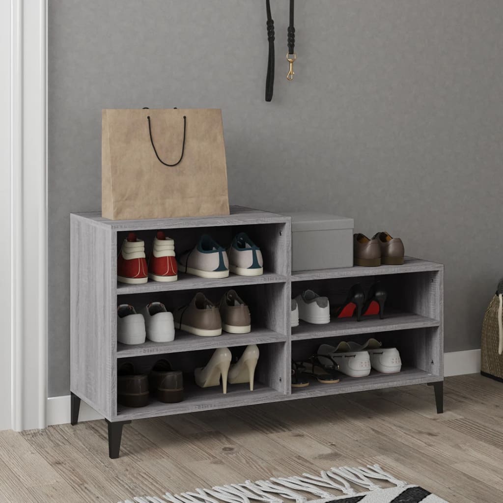 Vetonek Mueble zapatero madera contrachapada gris Sonoma 102x36x60 cm