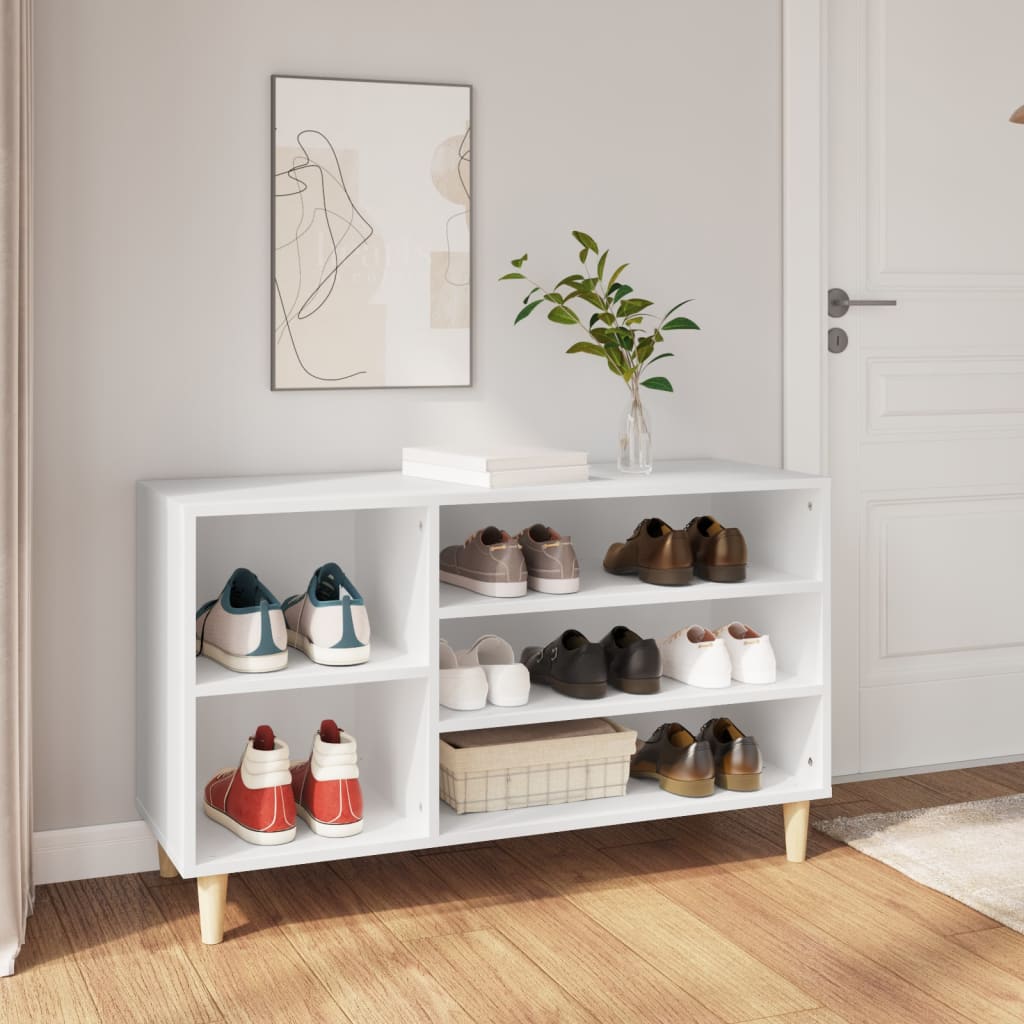 Vetonek Mueble zapatero madera contrachapada blanco 102x36x60 cm