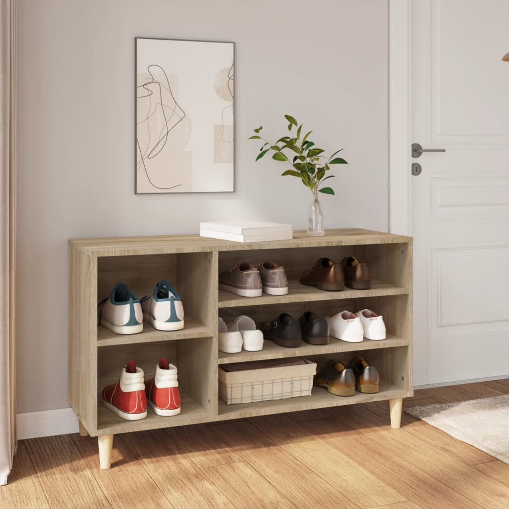 Vetonek Mueble zapatero madera contrachapada roble Sonoma 102x36x60 cm