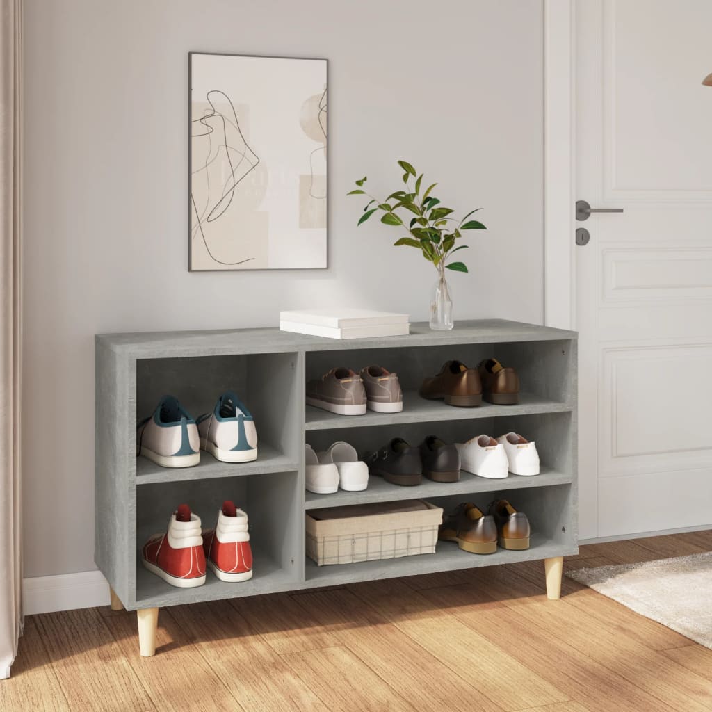 Vetonek Mueble zapatero madera contrachapada gris hormigón 102x36x60 cm