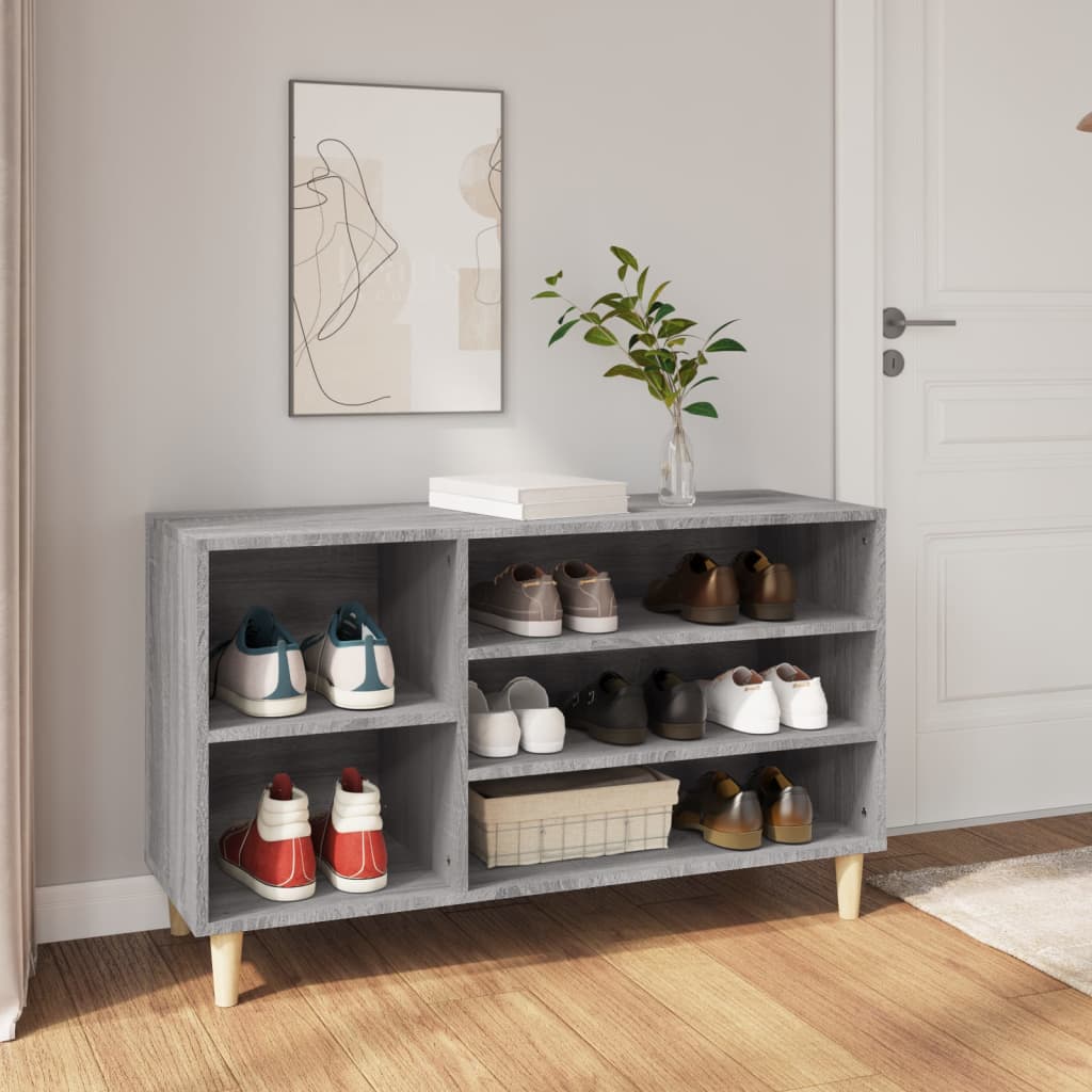 Vetonek Mueble zapatero madera contrachapada gris Sonoma 102x36x60 cm