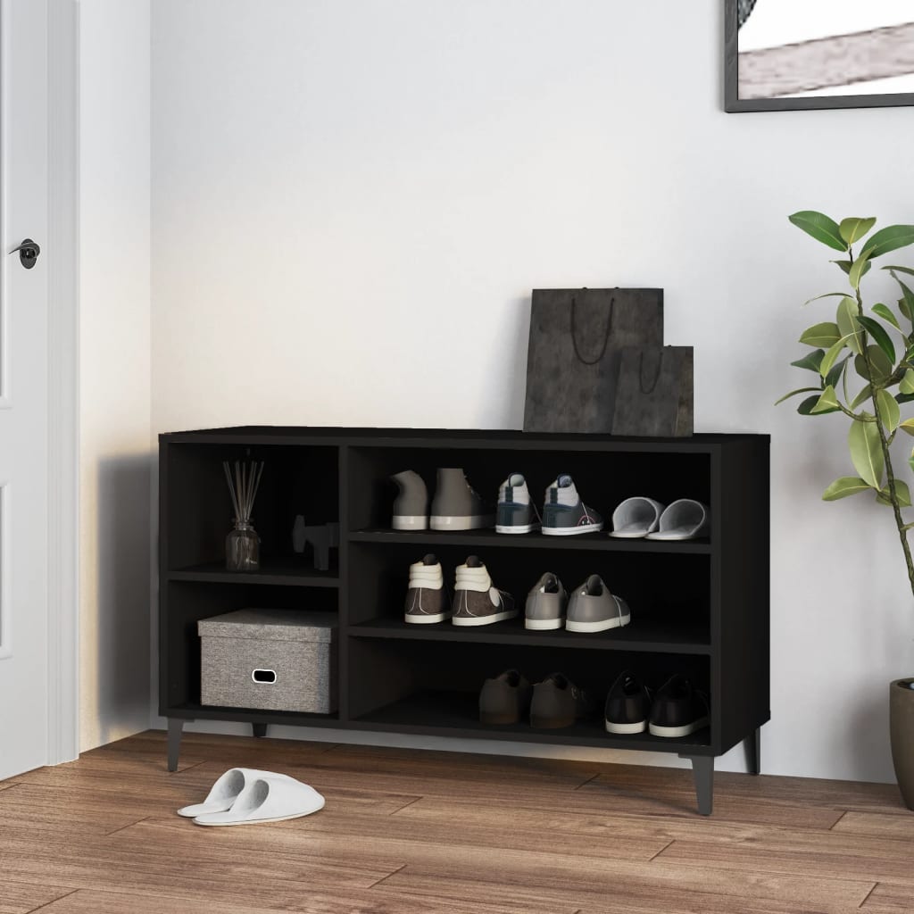 Vetonek Mueble zapatero madera contrachapada negro 102x36x60 cm