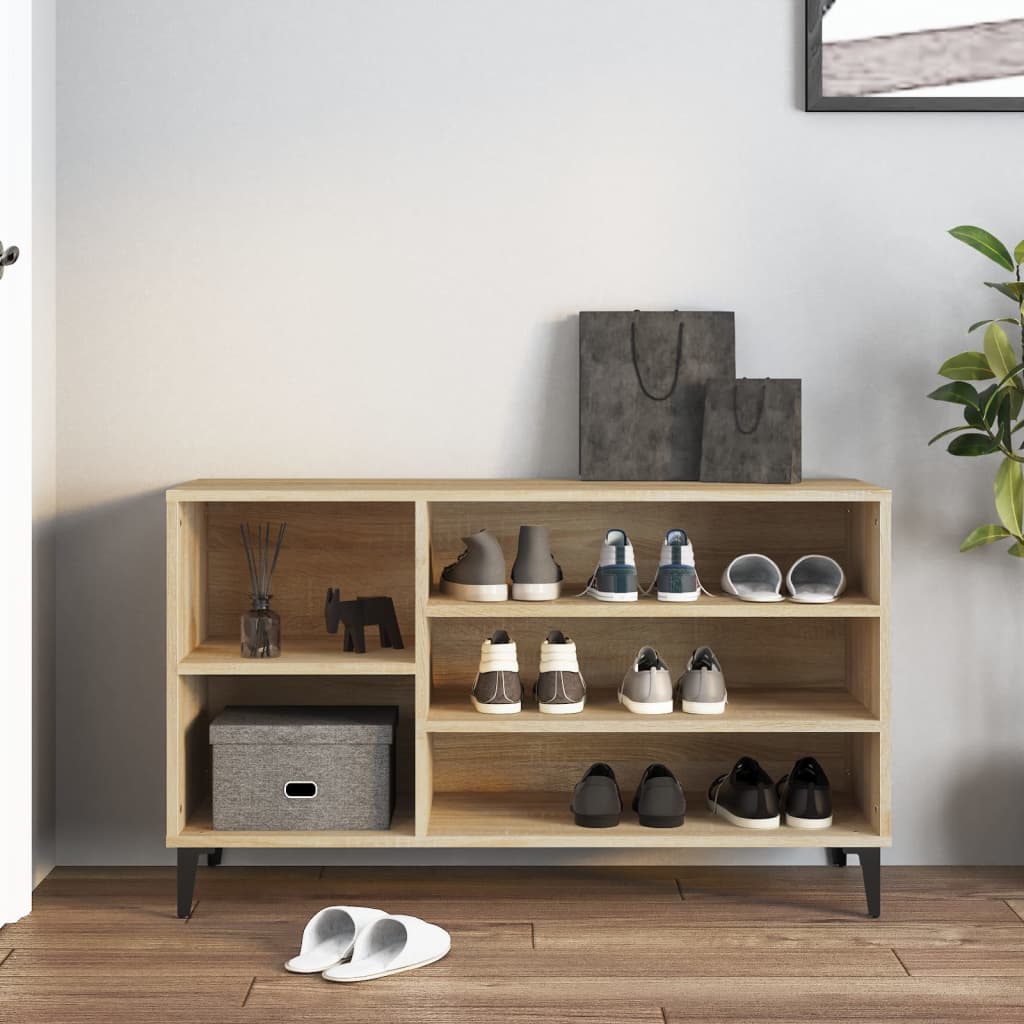 Mueble zapatero madera roble Sonoma 102x36x60 cm