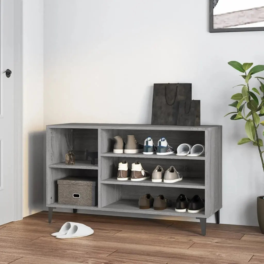 Vetonek Mueble zapatero madera contrachapada gris Sonoma 102x36x60 cm