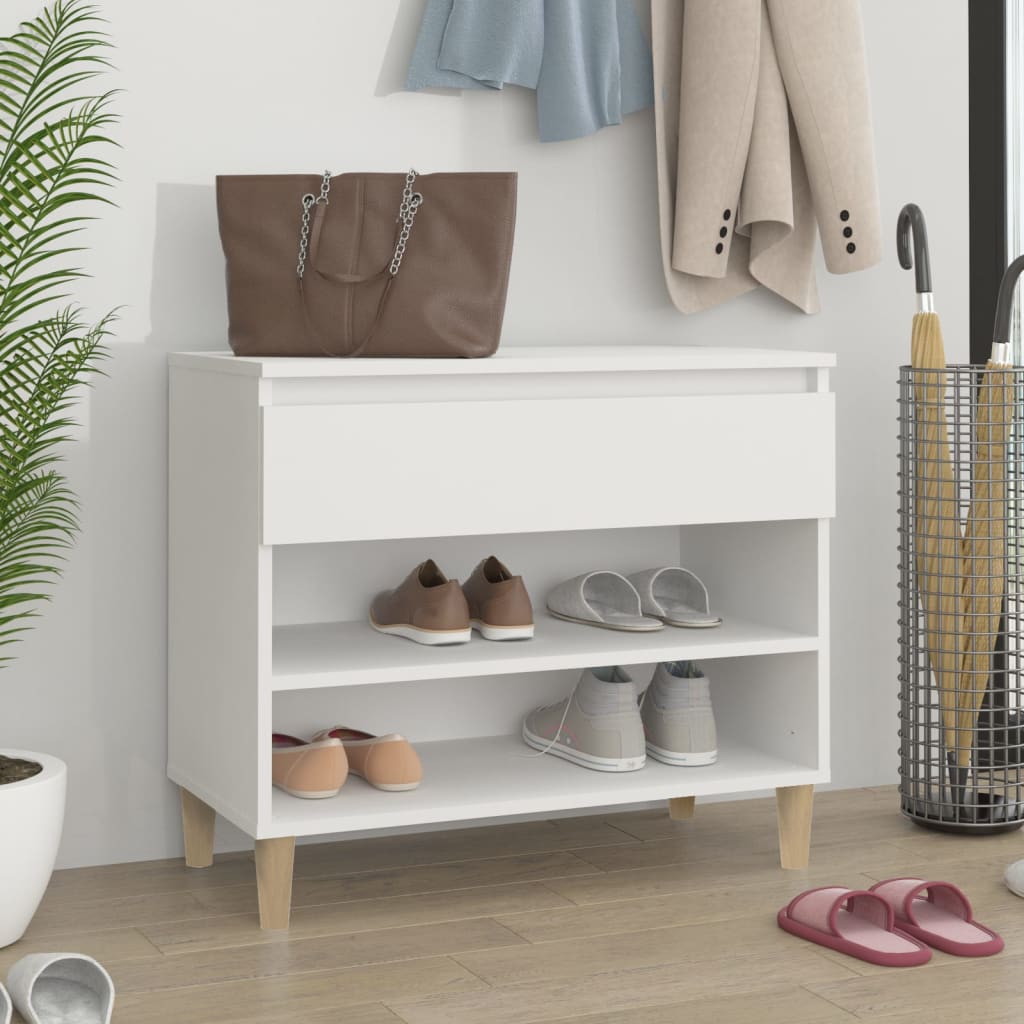 Vetonek Mueble zapatero madera contrachapada blanco 70x36x60 cm