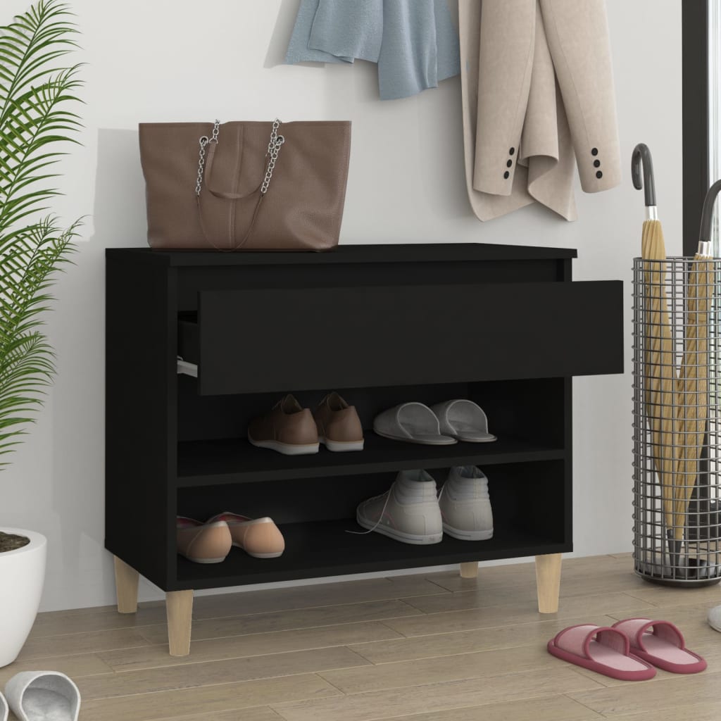 Mueble zapatero madera negro 70x36x60 cm - Vetonek