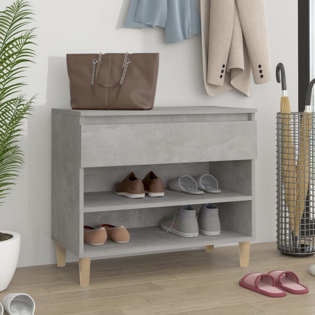 Vetonek Mueble zapatero madera contrachapada gris hormigón 70x36x60 cm