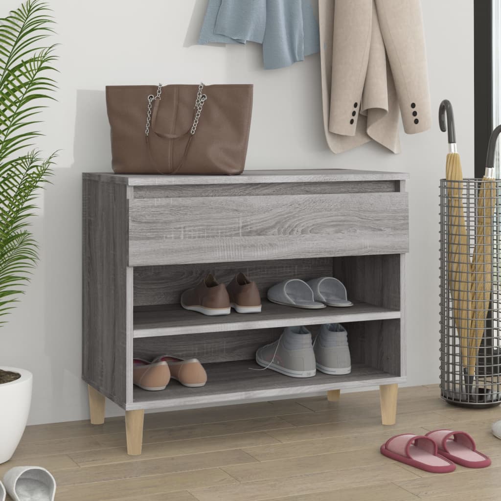 Vetonek Mueble zapatero madera contrachapada gris Sonoma 70x36x60 cm