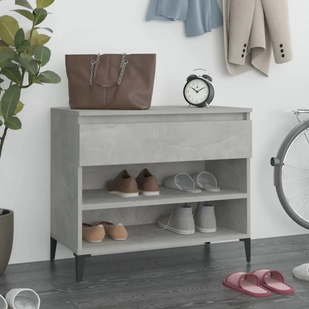 Vetonek Mueble zapatero madera contrachapada gris hormigón 70x36x60 cm