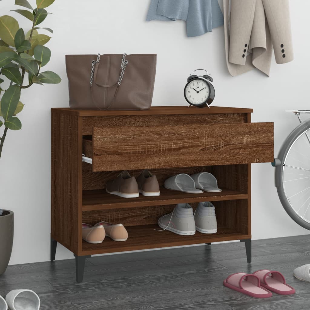 Mueble zapatero madera roble ahumado 70x36x60 cm - Vetonek