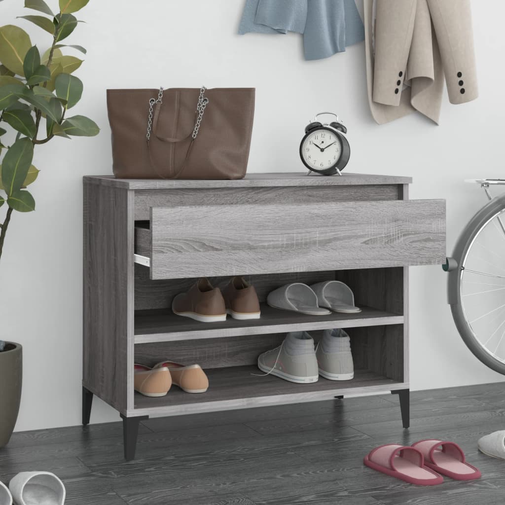 Mueble zapatero madera gris Sonoma 70x36x60 cm