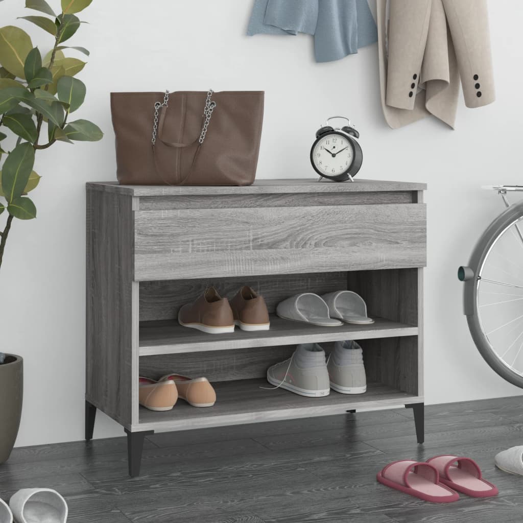 Vetonek Mueble zapatero madera contrachapada gris Sonoma 70x36x60 cm