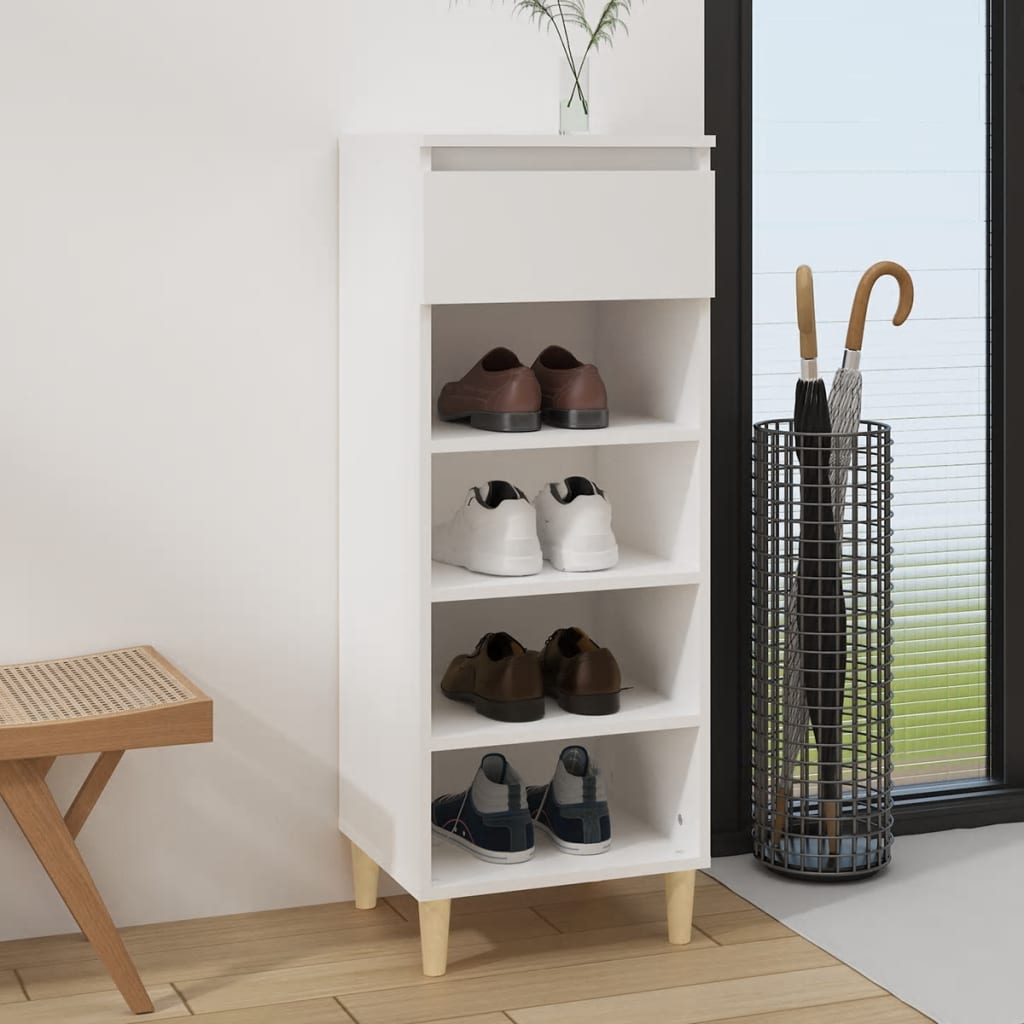 Vetonek Mueble zapatero madera contrachapada blanco 40x36x105 cm