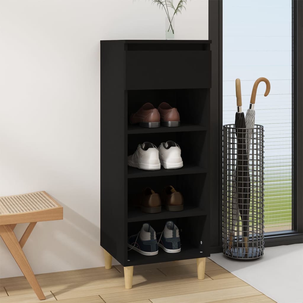 Vetonek Mueble zapatero madera contrachapada negro 40x36x105 cm