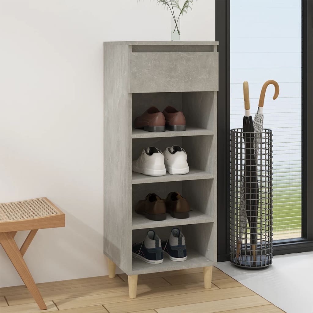 Vetonek Mueble zapatero madera contrachapada gris hormigón 40x36x105 cm