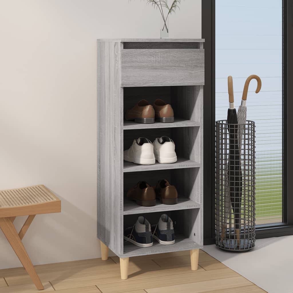 Vetonek Mueble zapatero madera contrachapada gris Sonoma 40x36x105 cm