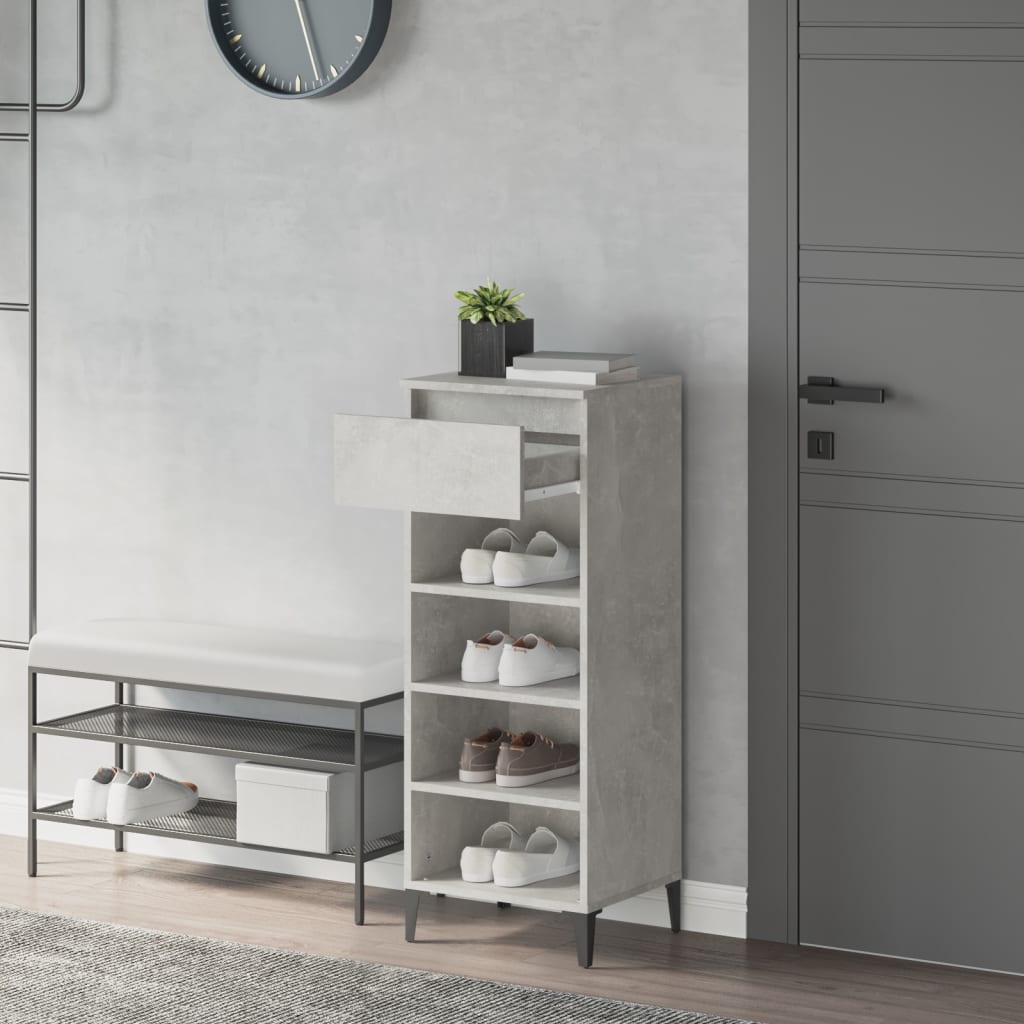 Mueble zapatero madera gris hormigón 40x36x105 cm - Vetonek