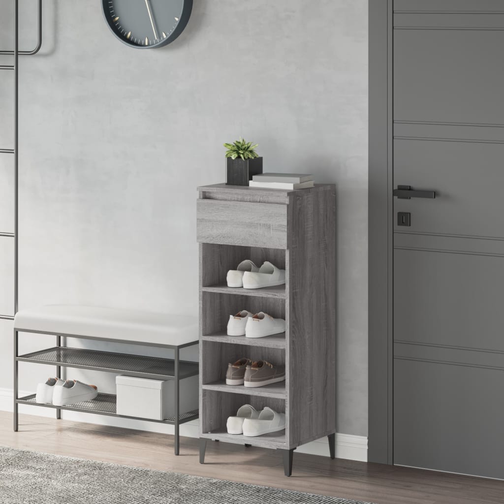 Vetonek Mueble zapatero madera contrachapada gris Sonoma 40x36x105 cm