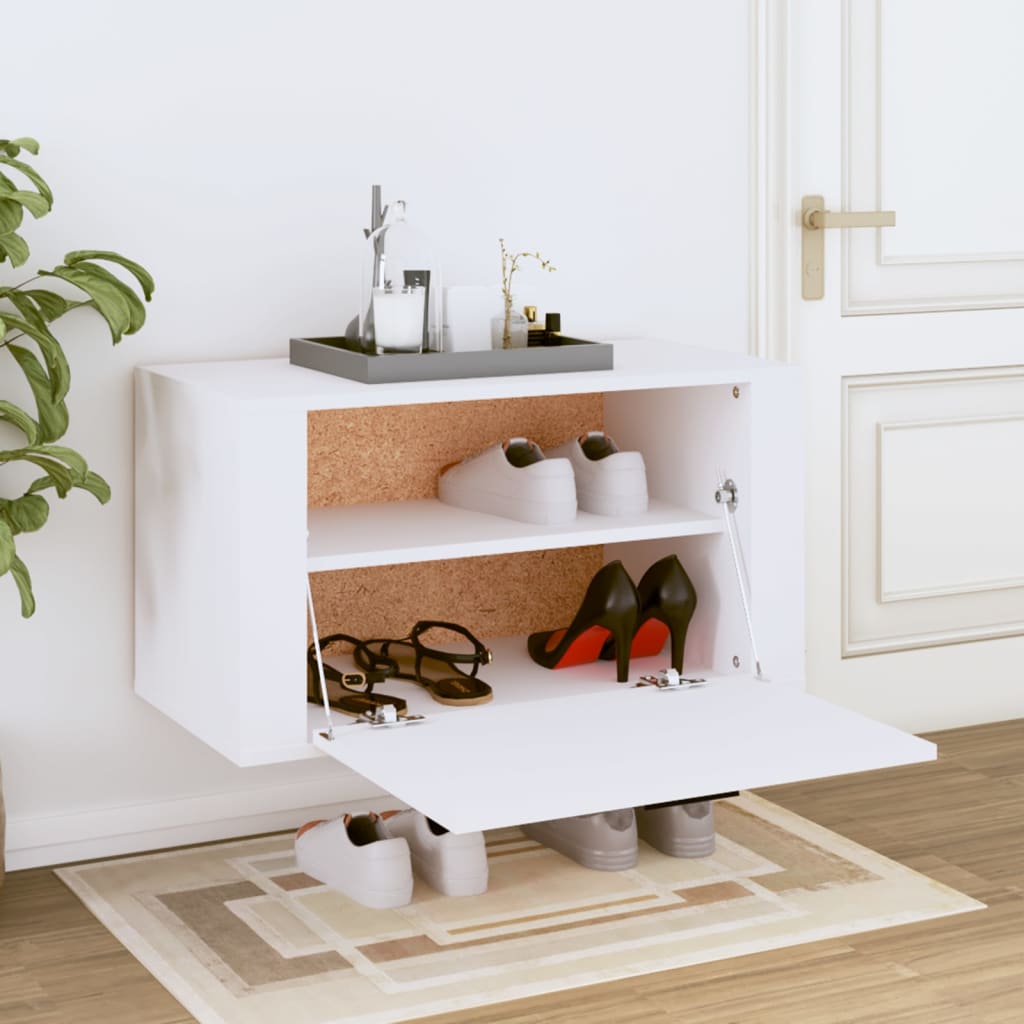 White plywood wall shoe cabinet 70x35x38 cm