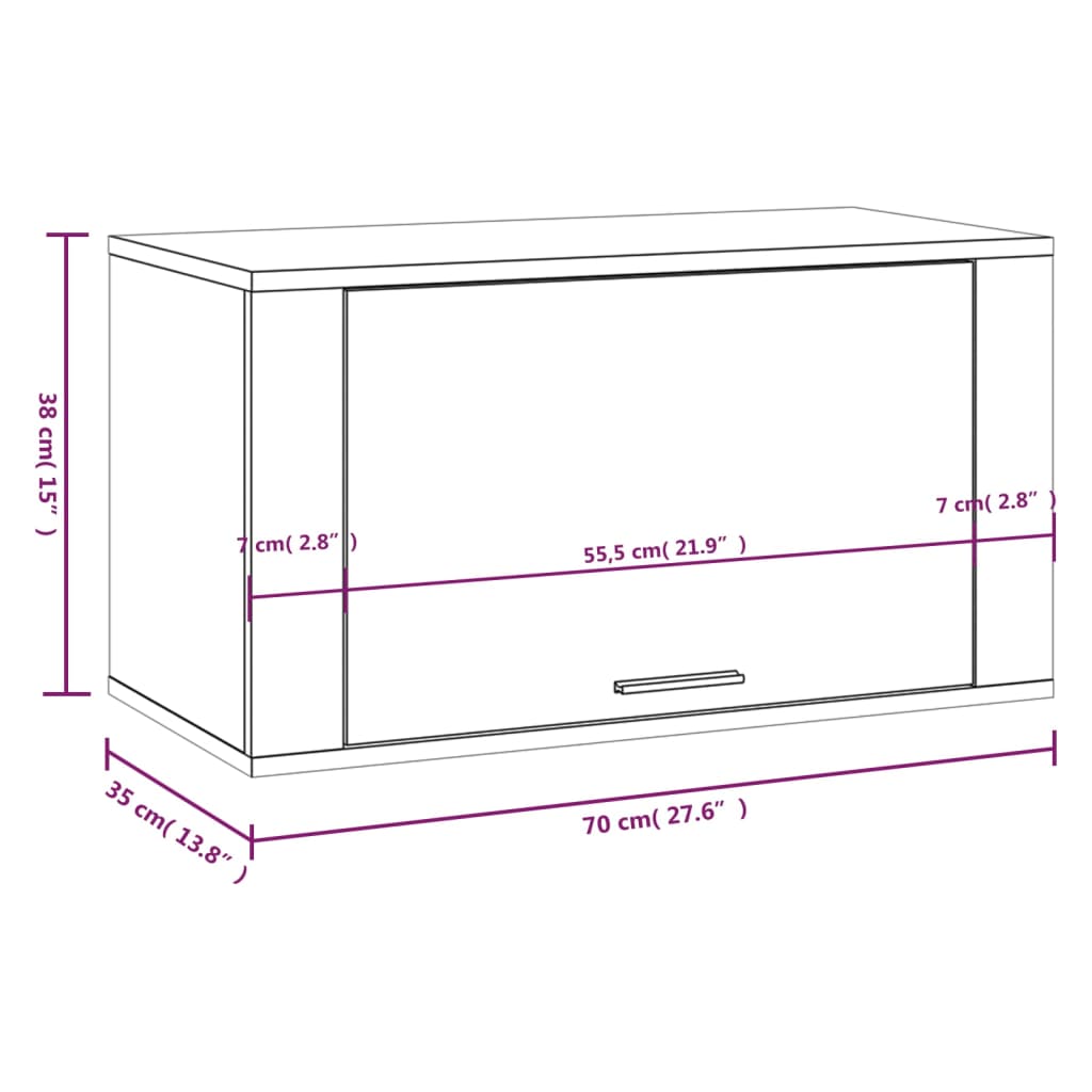 Mueble zapatero pared roble Sonoma 70x35x38 cm - Vetonek