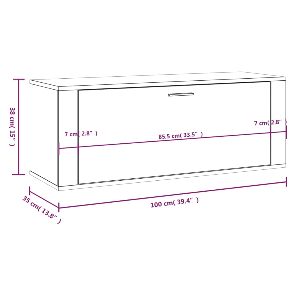 Mueble zapatero pared madera blanco 100x35x38 cm - Vetonek