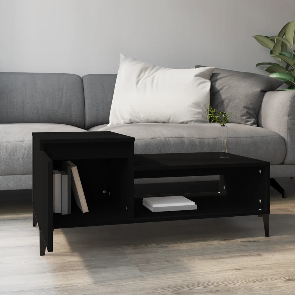 Mesa de centro madera contrachapada negro 100x50x45 cm vidaXL