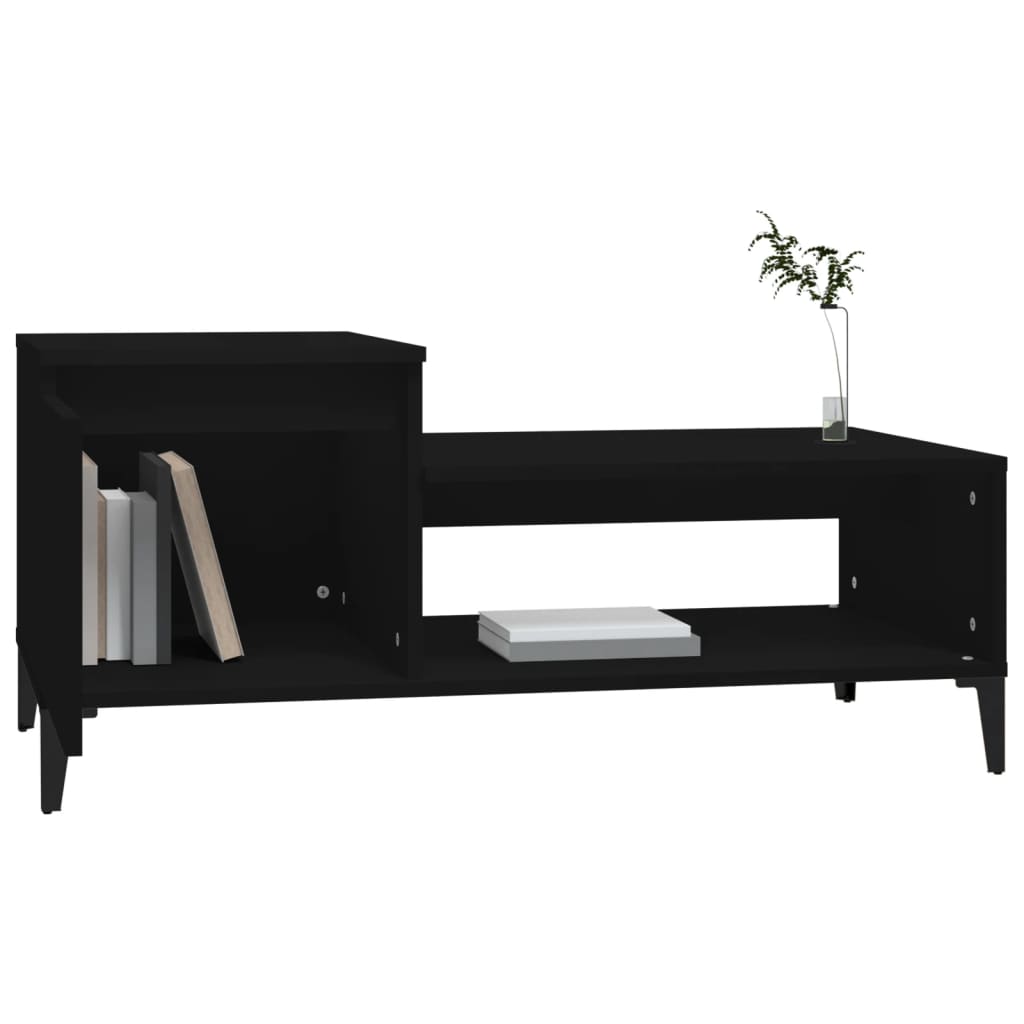 Mesa de centro madera contrachapada negro 100x50x45 cm vidaXL