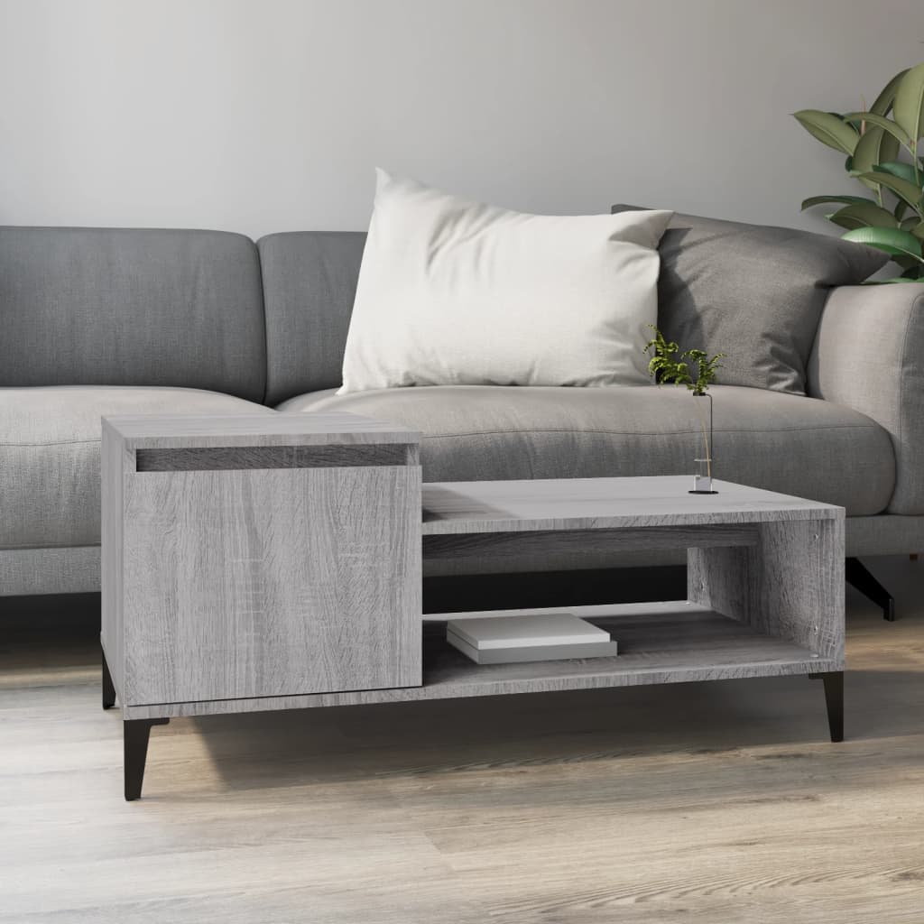 Vetonek Mesa de centro madera contrachapada gris Sonoma 100x50x45 cm