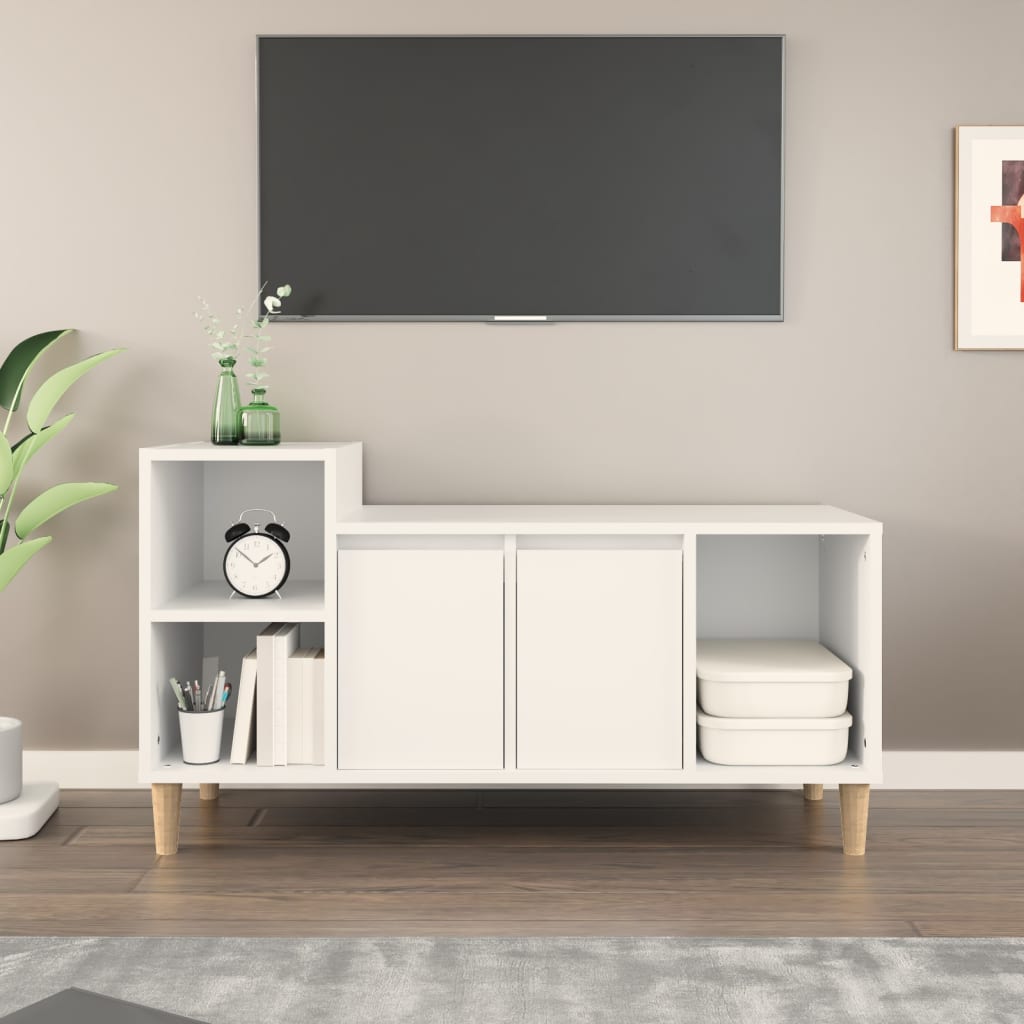 Vetonek Mueble para TV madera contrachapada blanco 100x35x55 cm