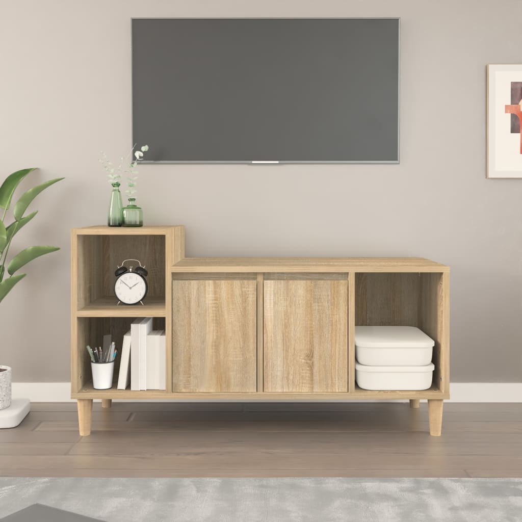 Vetonek Mueble para TV madera contrachapada roble Sonoma 100x35x55 cm