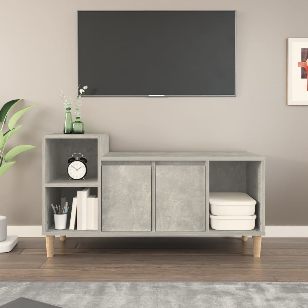 Vetonek Mueble para TV madera contrachapada gris hormigón 100x35x55 cm