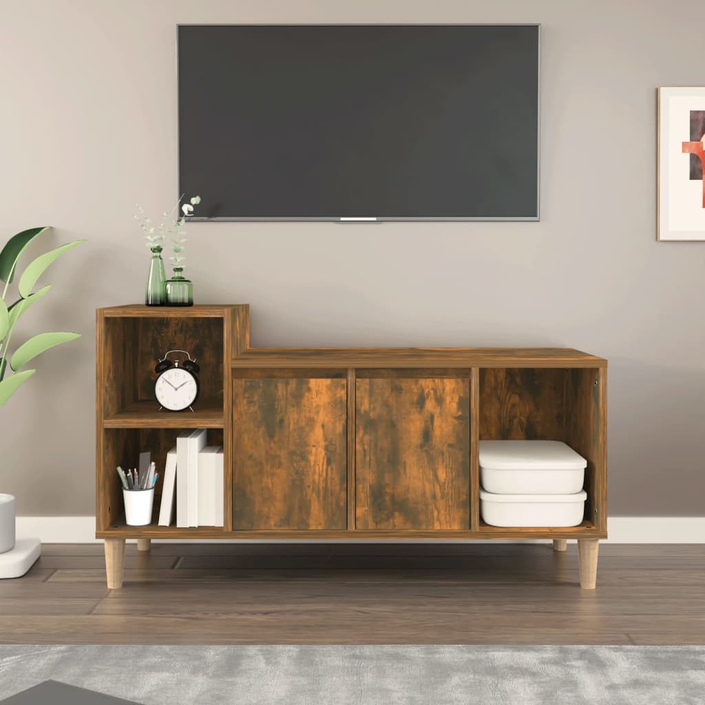 Vetonek Mueble para TV madera contrachapada roble ahumado 100x35x55 cm