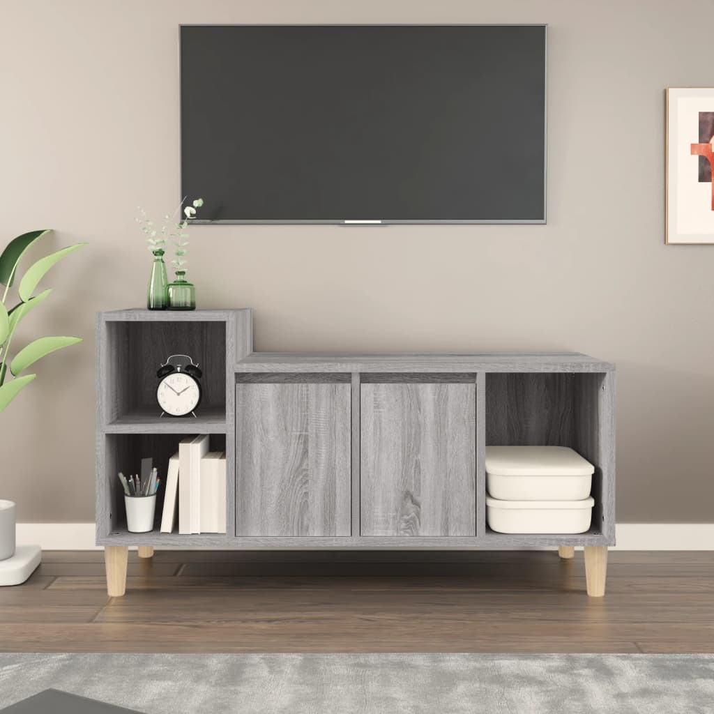 Vetonek Mueble de TV madera contrachapada gris Sonoma 100x35x55 cm